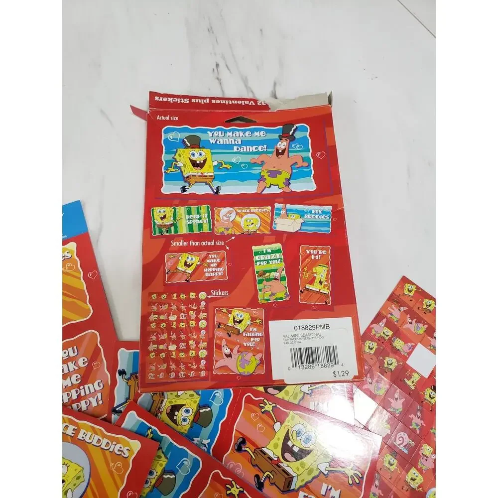 SpongeBob Nickelodeon‎ 32 Valentines Cards with Stickers VTG 2000'S y2k